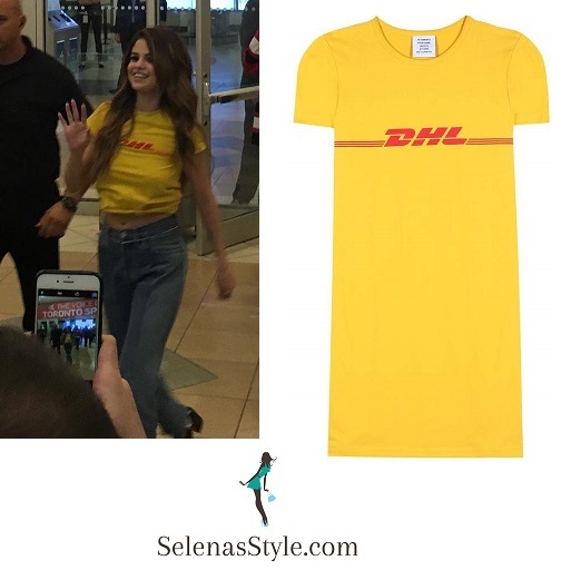 Selena gomez yellow DHL t-shirt toronto Instagram