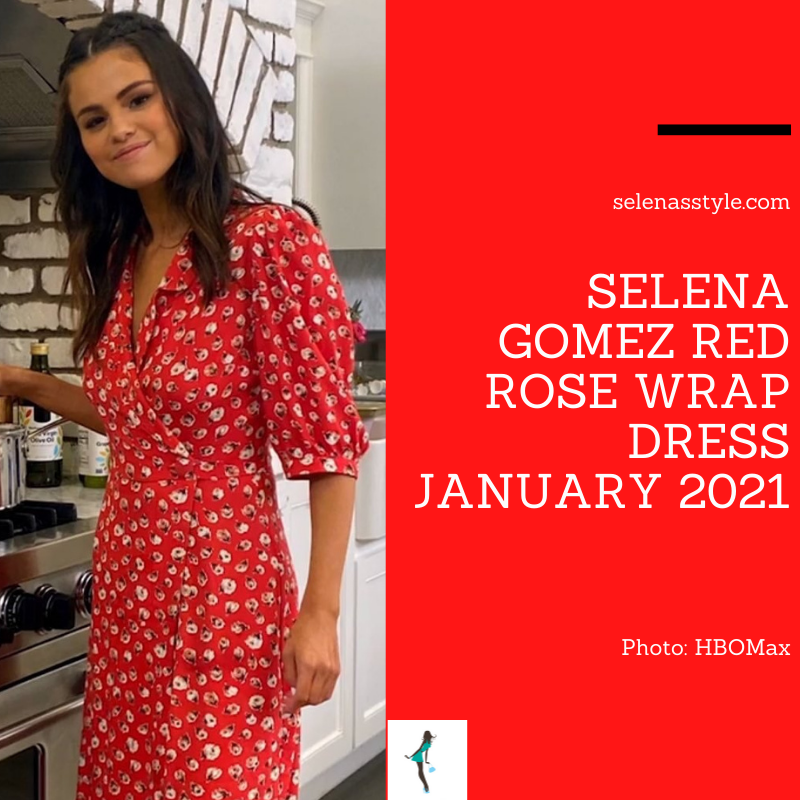 Selena Gomez Red Rose Wrap Dress ...